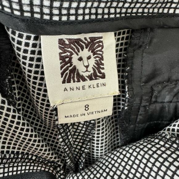 Anne Klein Black White Checkered Cropped Tapered Leg Ankle Fit Trousers Size 8 - Picture 7 of 9